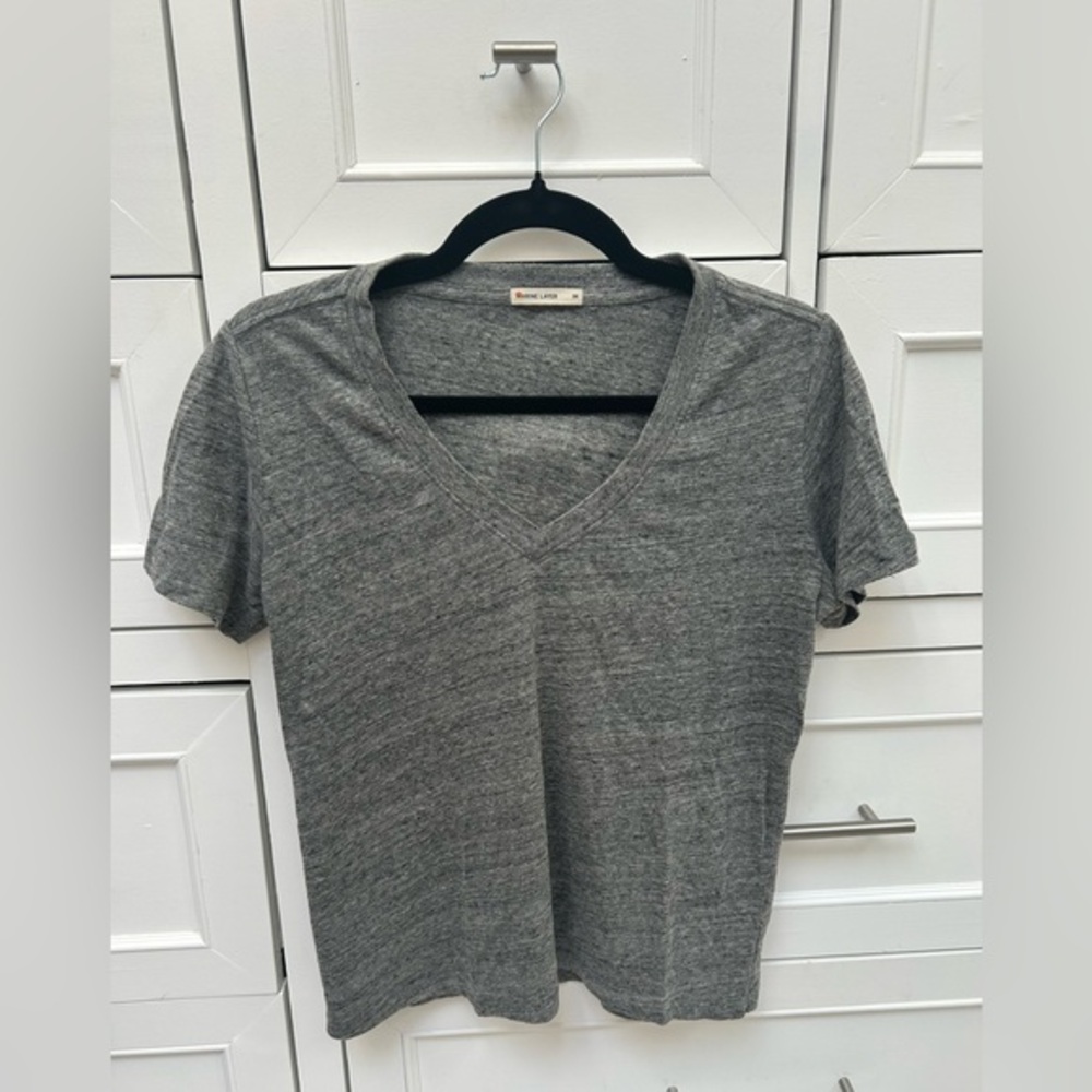 Marine Layer Gray V-Neck Short Sleeve Tee